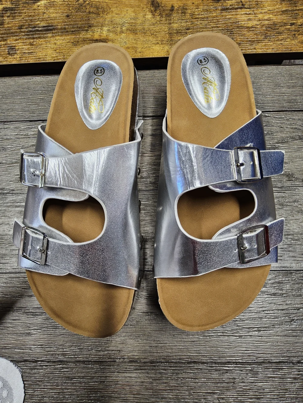 Silver Double-Buckle Platform Sandals - Women
